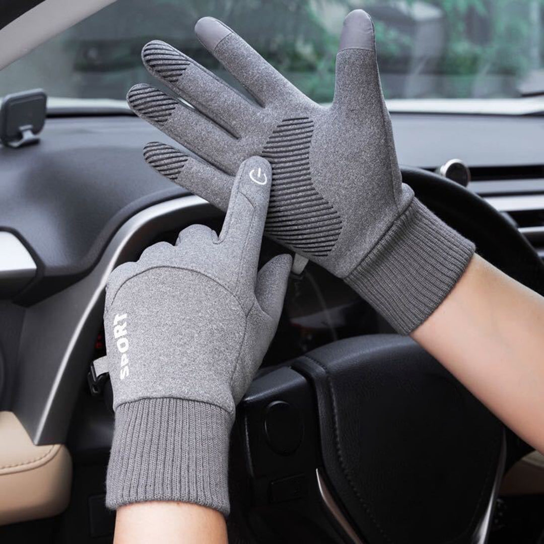 1 Pair Non-Slip Silicone Palm Fleece Lining Elastic Knitting Cuffs Unisex Gloves Waterproof Image 6
