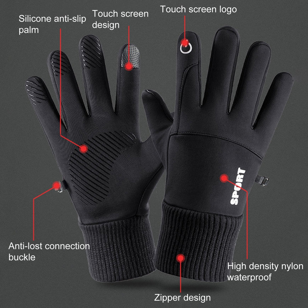 1 Pair Non-Slip Silicone Palm Fleece Lining Elastic Knitting Cuffs Unisex Gloves Waterproof Image 8