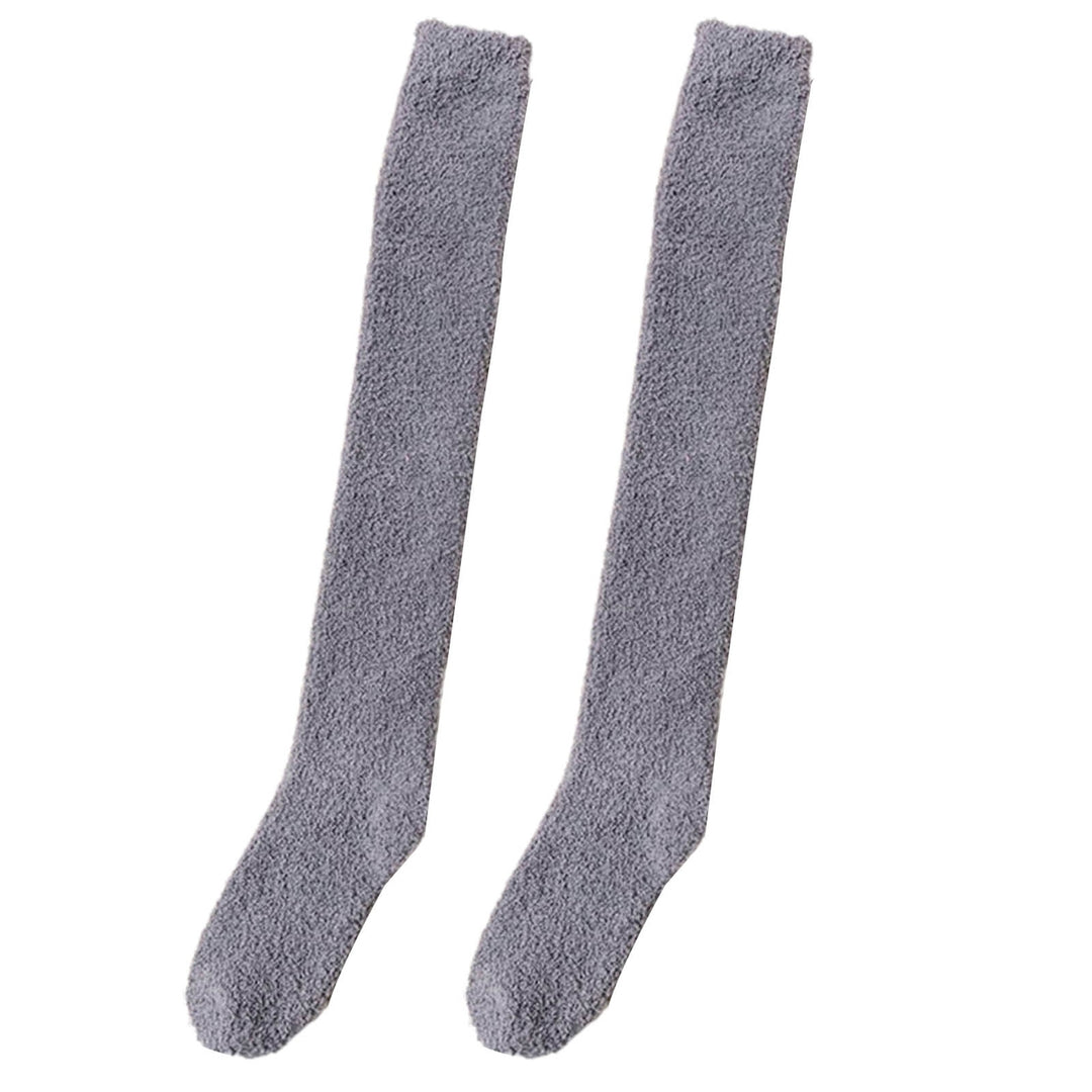 1 Pair Japanese Style Thickened Coral Fleece Solid Color Thigh Stockings Autumn Winter Women Warm Over Knee Socks Image 4