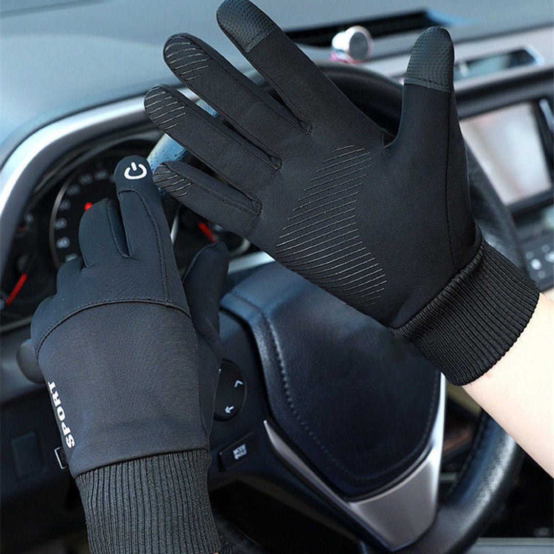 1 Pair Non-Slip Silicone Palm Fleece Lining Elastic Knitting Cuffs Unisex Gloves Waterproof Image 10
