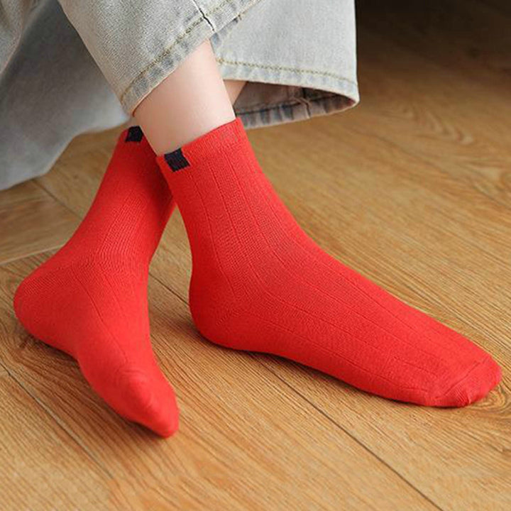 5 Pairs Ribbed Low Tube Elastic Women Socks Simple Casual Solid Color Knitting Short Socks Image 4