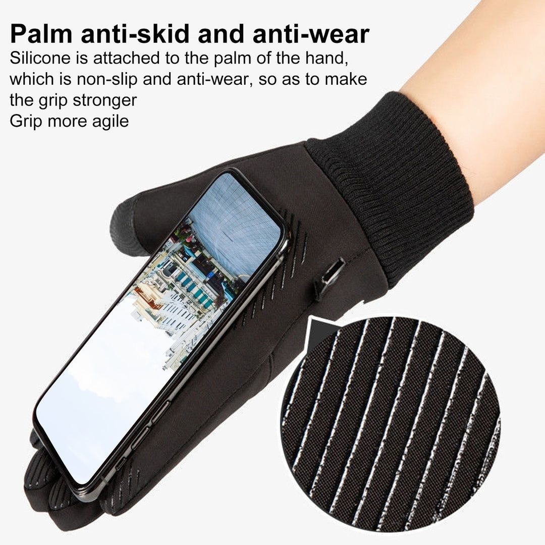 1 Pair Non-Slip Silicone Palm Fleece Lining Elastic Knitting Cuffs Unisex Gloves Waterproof Image 12