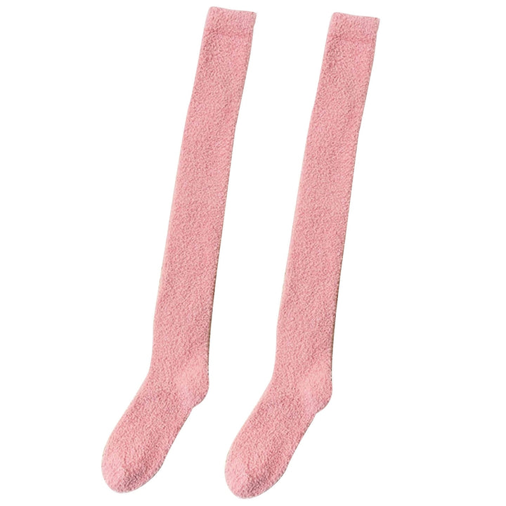 1 Pair Japanese Style Thickened Coral Fleece Solid Color Thigh Stockings Autumn Winter Women Warm Over Knee Socks Image 9