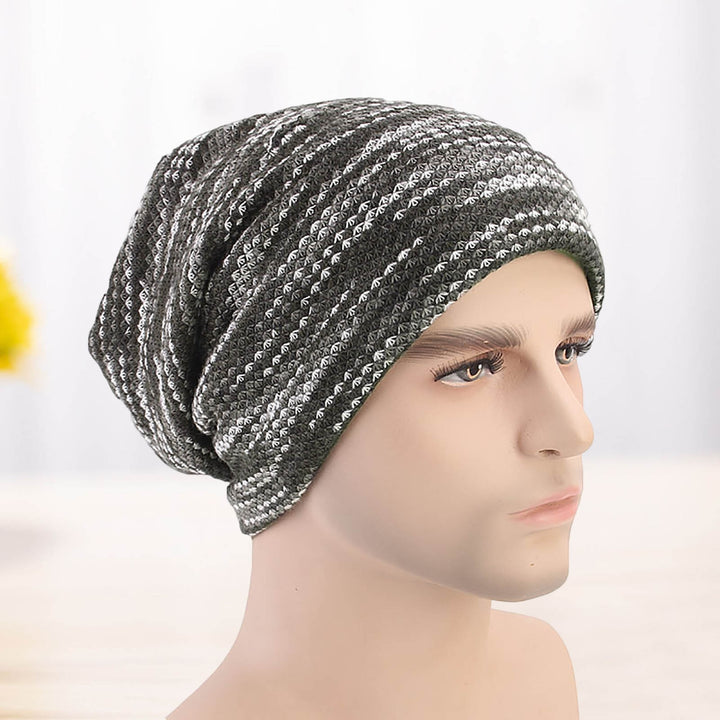 Brimless Thickened Fleece Lining Knitted Hat Unisex Winter Colorful Striped Riding Knitted Beanie Hat Image 3