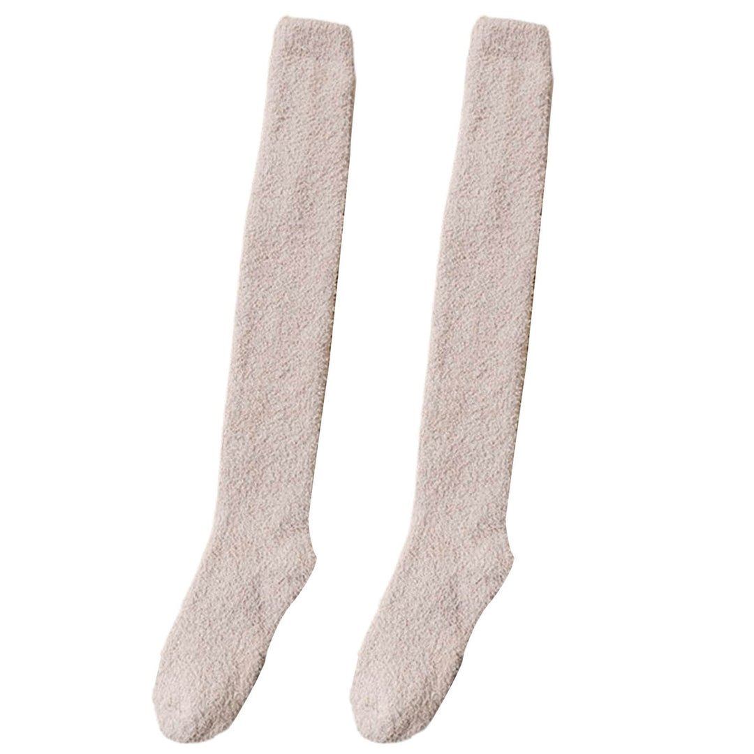 1 Pair Japanese Style Thickened Coral Fleece Solid Color Thigh Stockings Autumn Winter Women Warm Over Knee Socks Image 11