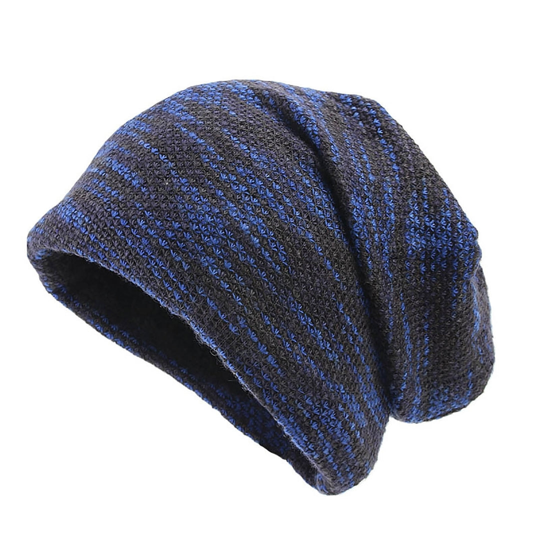 Brimless Thickened Fleece Lining Knitted Hat Unisex Winter Colorful Striped Riding Knitted Beanie Hat Image 4