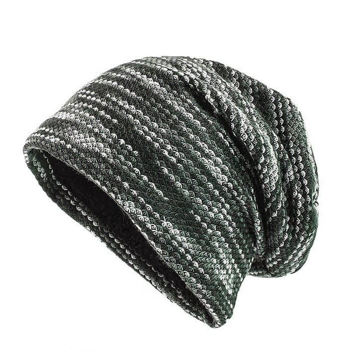 Brimless Thickened Fleece Lining Knitted Hat Unisex Winter Colorful Striped Riding Knitted Beanie Hat Image 1