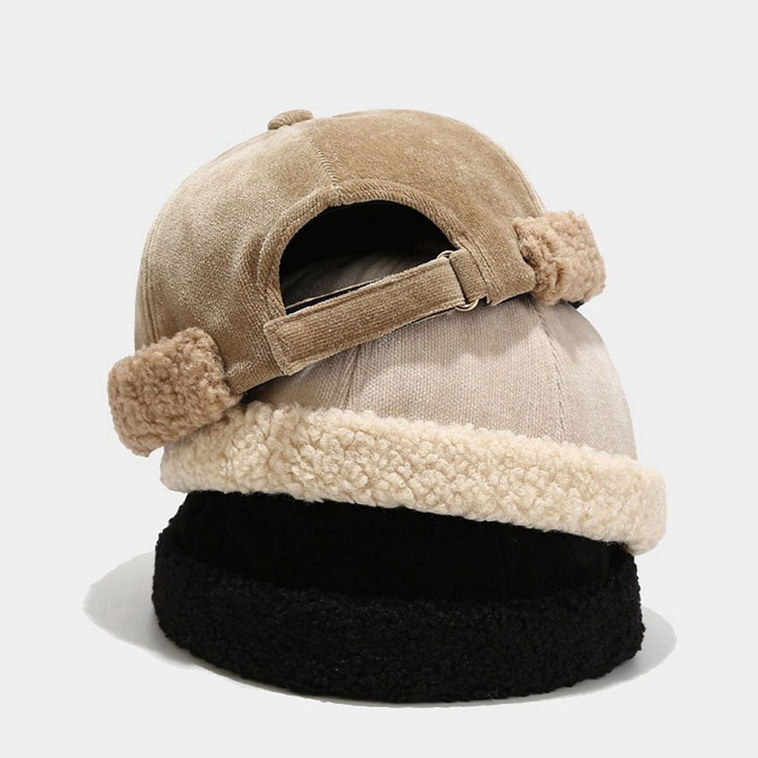 Women Skull Hat Solid Color Thickened Plush Dome Brimless Autumn Winter Adjustable Plush Beanie Hat Streetwear Image 1