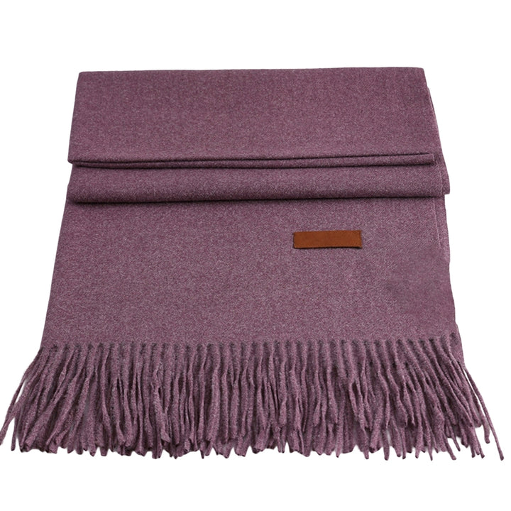 Unisex Scarf Solid Color Tassels Thicken Fine Touch Autumn Winter Windproof Long Shawl Wrap Men Women Scarf Daily Wear Image 4