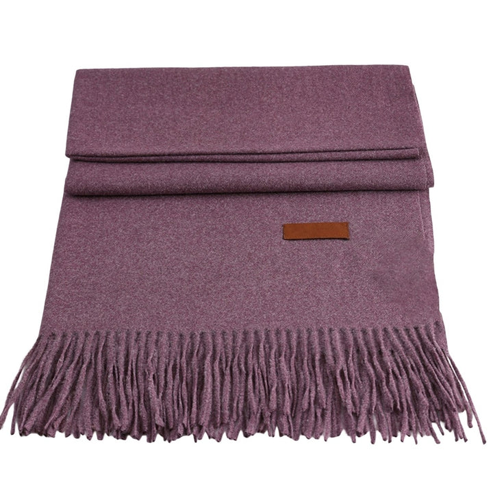 Unisex Scarf Solid Color Tassels Thicken Fine Touch Autumn Winter Windproof Long Shawl Wrap Men Women Scarf Daily Wear Image 1
