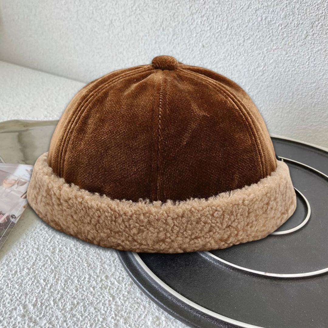 Women Skull Hat Solid Color Thickened Plush Dome Brimless Autumn Winter Adjustable Plush Beanie Hat Streetwear Image 8