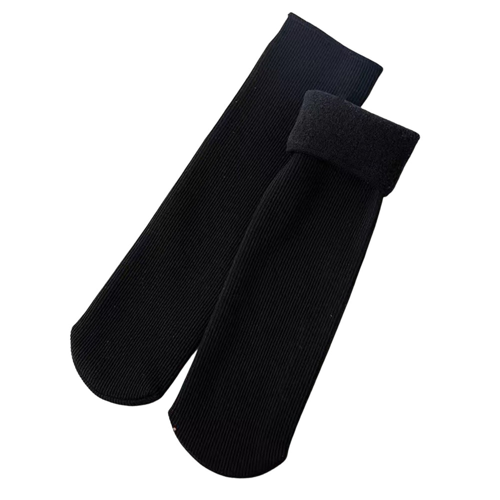 1 Pair Mid-Tube Ribbed Vibrant Colors Women Socks Winter Solid Color Thickened Fleece Lining Socks Image 2