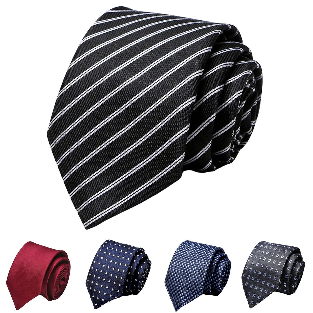 Business Tie Adjustable Firm Stitching Embroidery Lightweight Groom Tie Decorative Multi Styles Dot Striped Wedding Tie Image 1