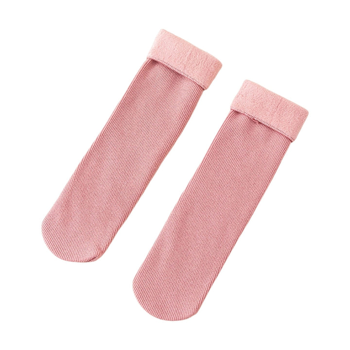 1 Pair Mid-Tube Ribbed Vibrant Colors Women Socks Winter Solid Color Thickened Fleece Lining Socks Image 6