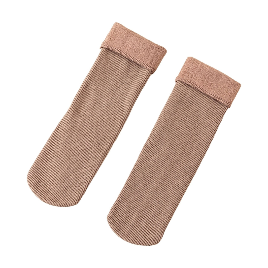 1 Pair Mid-Tube Ribbed Vibrant Colors Women Socks Winter Solid Color Thickened Fleece Lining Socks Image 8