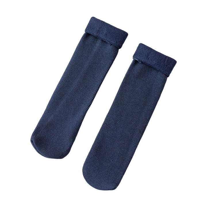 1 Pair Mid-Tube Ribbed Vibrant Colors Women Socks Winter Solid Color Thickened Fleece Lining Socks Image 9