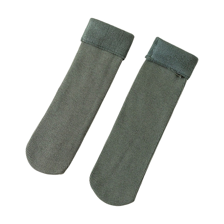1 Pair Mid-Tube Ribbed Vibrant Colors Women Socks Winter Solid Color Thickened Fleece Lining Socks Image 10