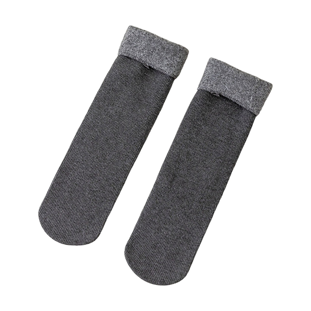 1 Pair Mid-Tube Ribbed Vibrant Colors Women Socks Winter Solid Color Thickened Fleece Lining Socks Image 11