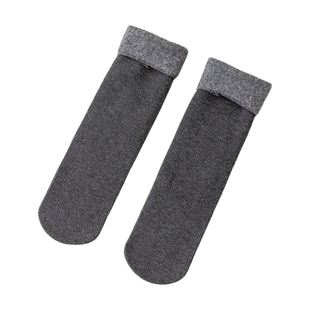 1 Pair Mid-Tube Ribbed Vibrant Colors Women Socks Winter Solid Color Thickened Fleece Lining Socks Image 1