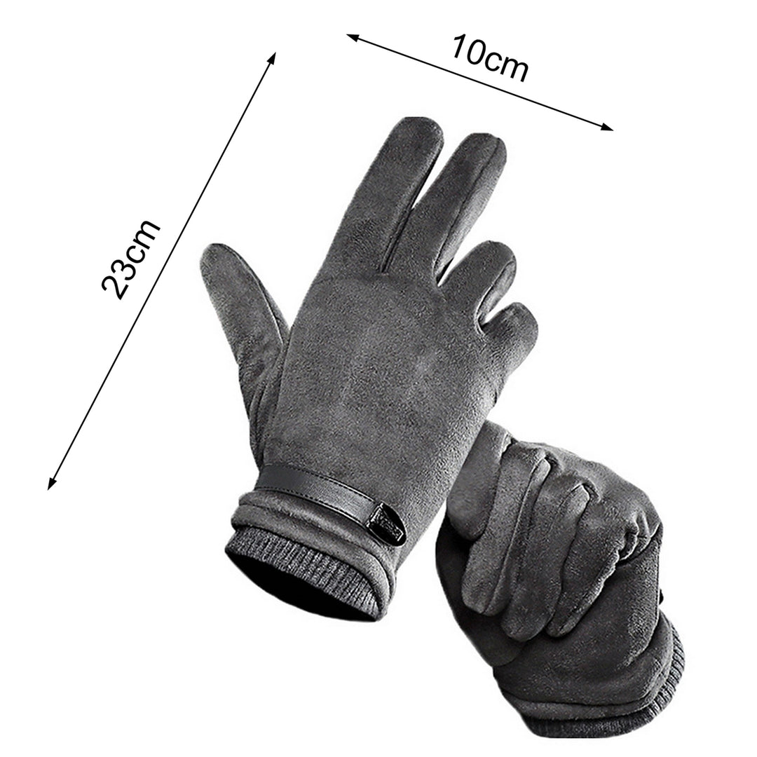 1 Pair Motorcycle Gloves Thicken Solid Color Full Fingers Anti-slip One Size Cold-proof Elastic Wrist Touch Screen Men Image 9