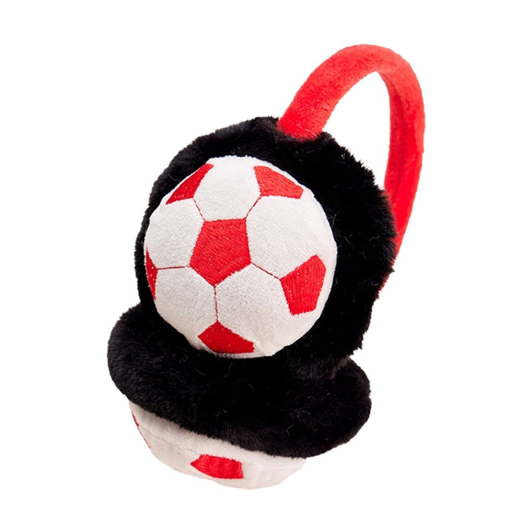 Plush Earmuff Stretchy Lovely Adjustable Anti-slip Soft Winter Wearing Lightweight Football Design Ear m*** Outdoor Image 1