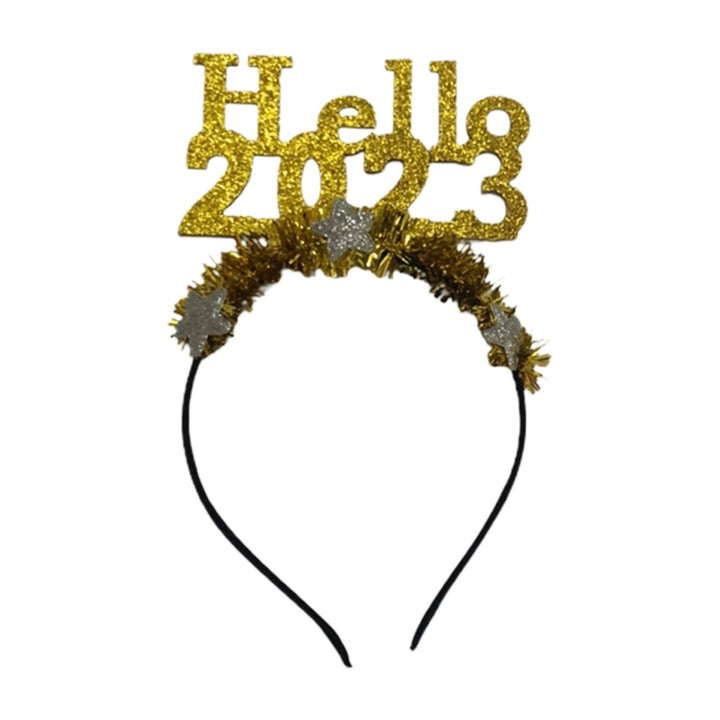 Shiny Hello Letter Star Decor Head Hoop 2023 Glitter Garland Happy  Year Headband Hair Accessories Image 4