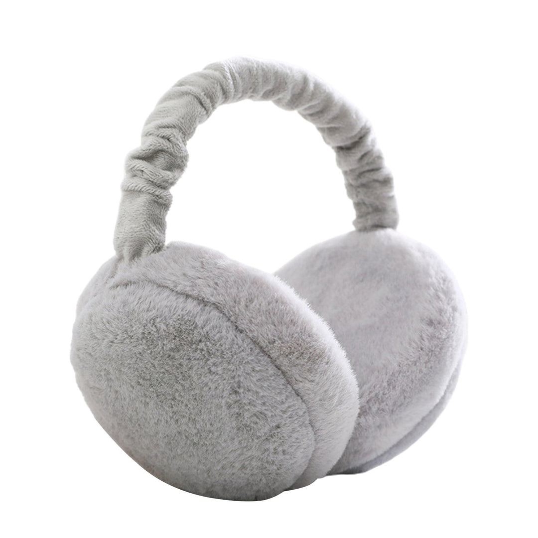 Winter Earmuff Soft Plush Foldable Windproof Thicken Ear Protection Fluffy Solid Color Elastic Ear Cover Head Accessory Image 1