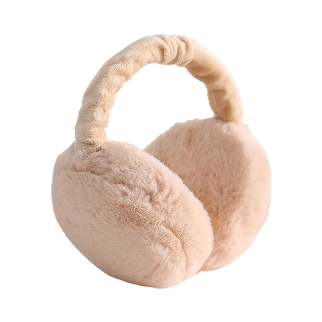 Winter Earmuff Soft Plush Foldable Windproof Thicken Ear Protection Fluffy Solid Color Elastic Ear Cover Head Accessory Image 1