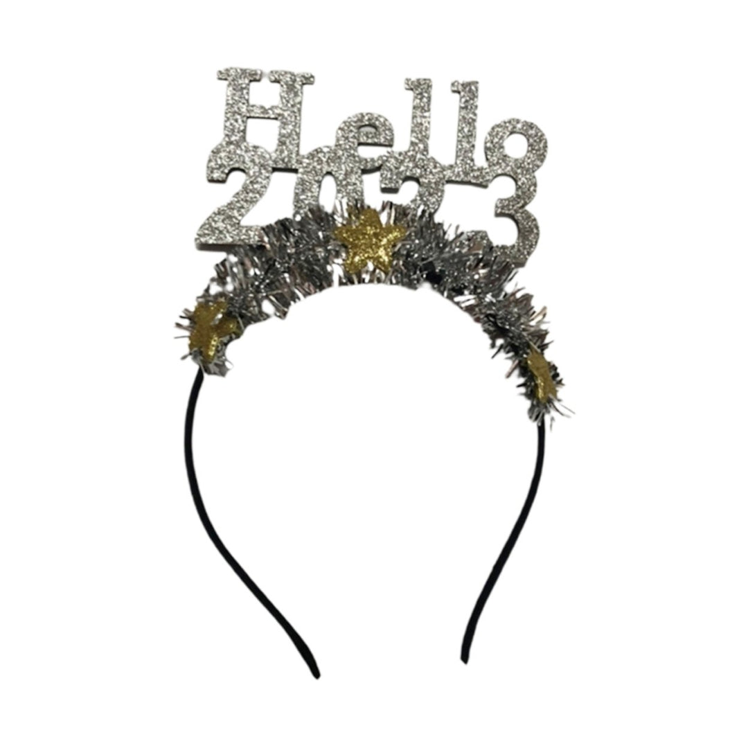 Shiny Hello Letter Star Decor Head Hoop 2023 Glitter Garland Happy  Year Headband Hair Accessories Image 10