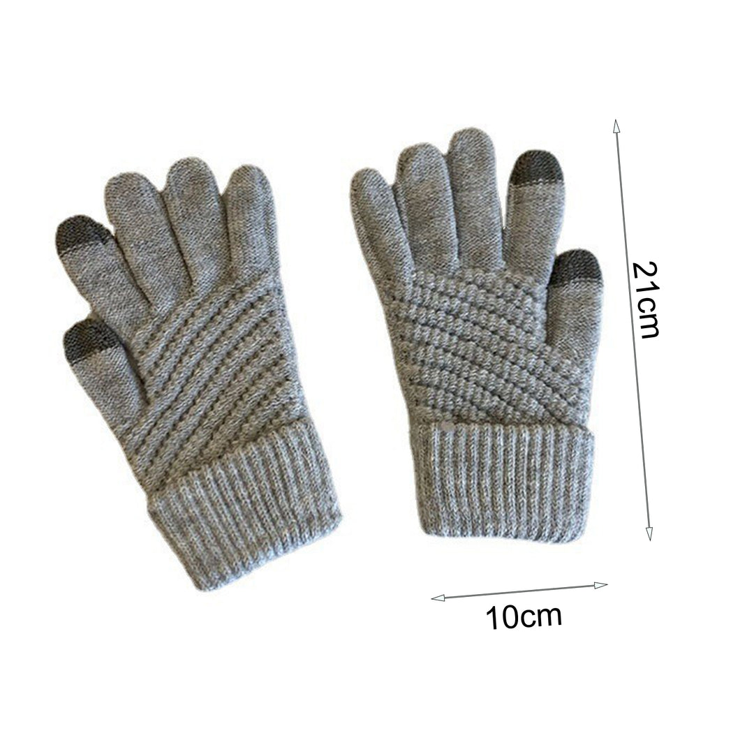 1 Pair Winter Couple Gloves Solid Color Knitting Touch Screen Full Finger Elastic Keep Warm Soft Washable Women Winter Image 10