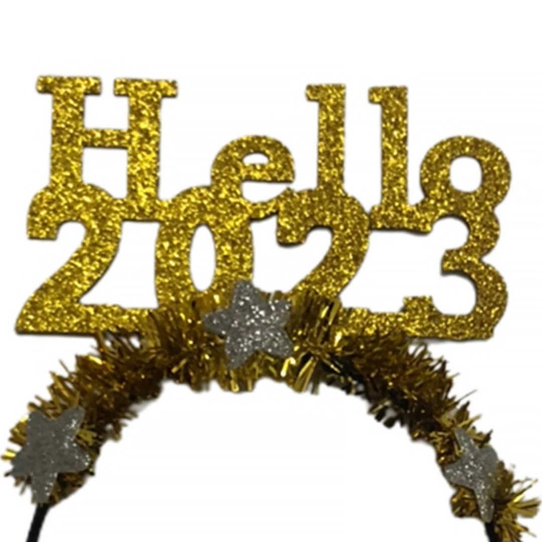 Shiny Hello Letter Star Decor Head Hoop 2023 Glitter Garland Happy  Year Headband Hair Accessories Image 11