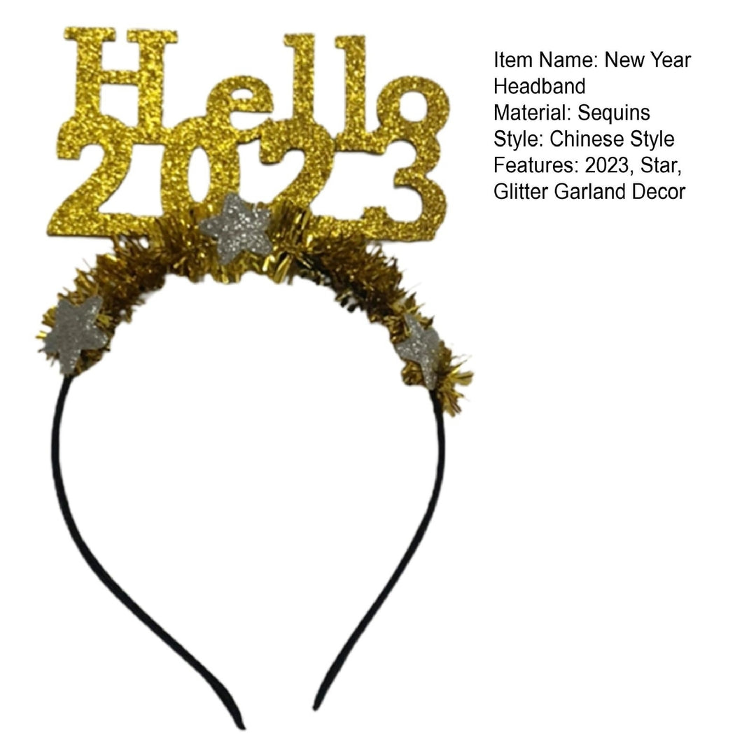 Shiny Hello Letter Star Decor Head Hoop 2023 Glitter Garland Happy  Year Headband Hair Accessories Image 12