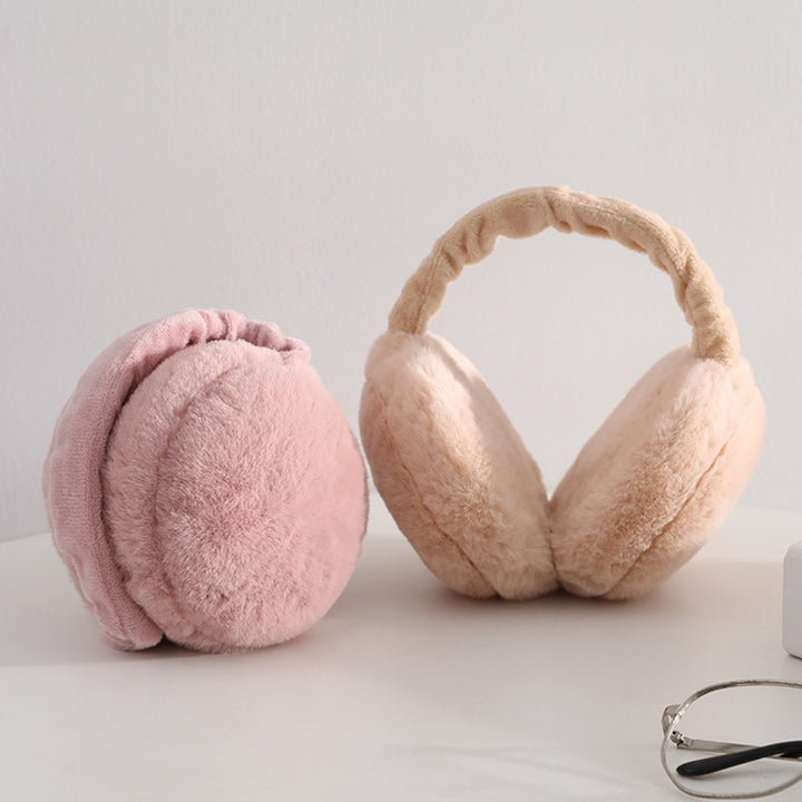 Winter Earmuff Soft Plush Foldable Windproof Thicken Ear Protection Fluffy Solid Color Elastic Ear Cover Head Accessory Image 10