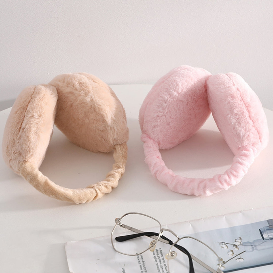 Winter Earmuff Soft Plush Foldable Windproof Thicken Ear Protection Fluffy Solid Color Elastic Ear Cover Head Accessory Image 12