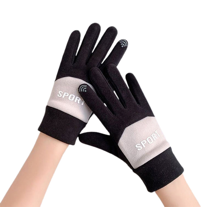 1 Pair Women Gloves Plush Lining Non-slip Palm Touch Screen Thickened Double Layer Autumn Winter Image 2
