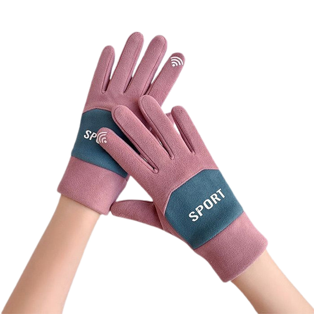 1 Pair Women Gloves Plush Lining Non-slip Palm Touch Screen Thickened Double Layer Autumn Winter Image 4