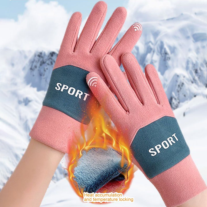 1 Pair Women Gloves Plush Lining Non-slip Palm Touch Screen Thickened Double Layer Autumn Winter Image 6