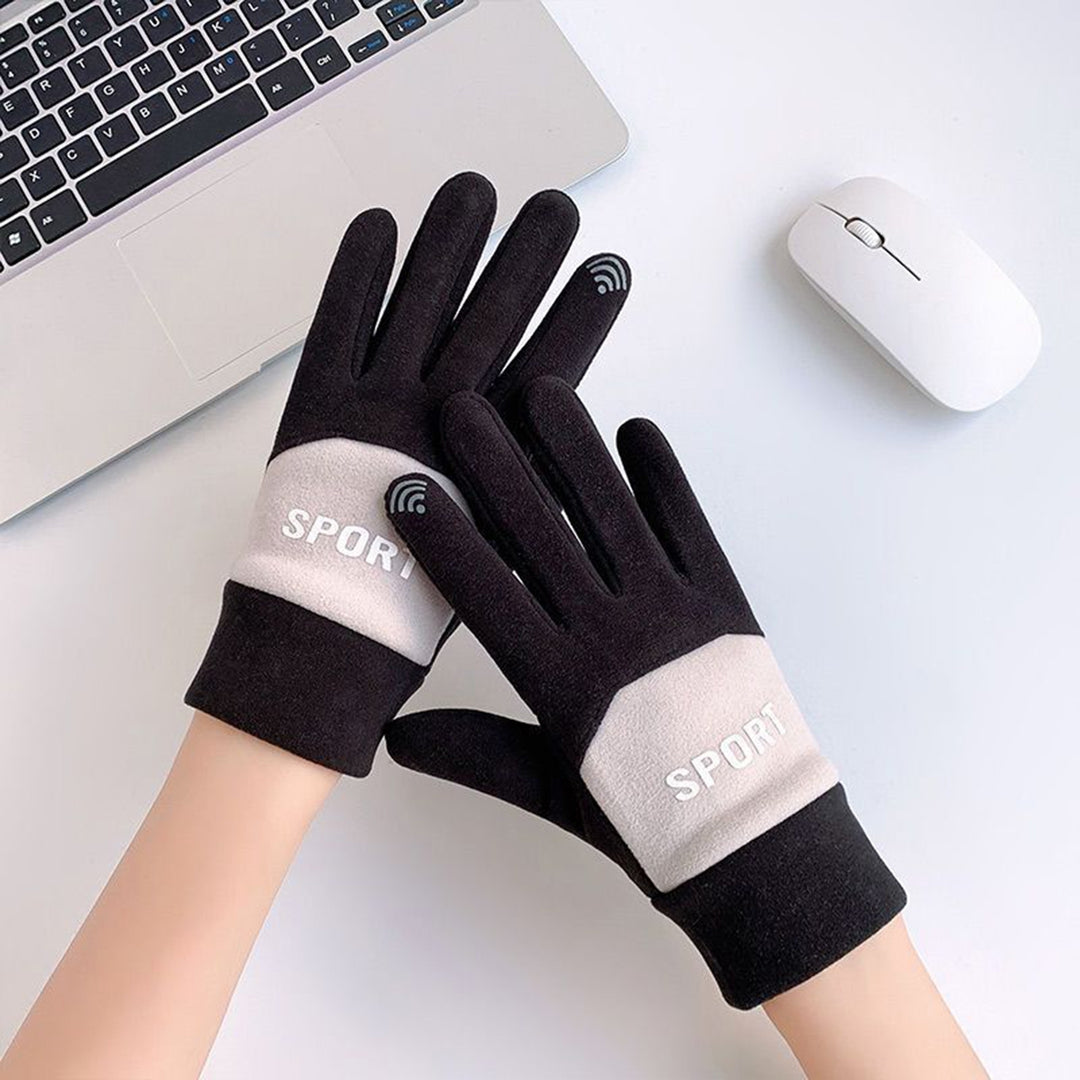1 Pair Women Gloves Plush Lining Non-slip Palm Touch Screen Thickened Double Layer Autumn Winter Image 8