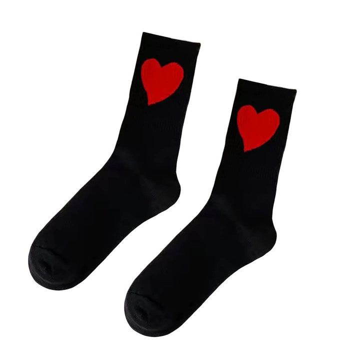 1 Pair Women Sports Socks Elastic Breathable Heart Embroidery Thick Anti-slip Ankle Protection Image 1