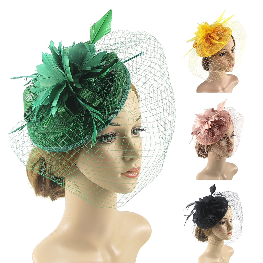 Retro Handmade Sweet Fascinator Hat Faux Feather Flower Mesh Shape Party Headgear Banquet Accessories Image 1