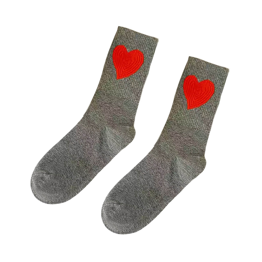 1 Pair Women Sports Socks Elastic Breathable Heart Embroidery Thick Anti-slip Ankle Protection Image 4