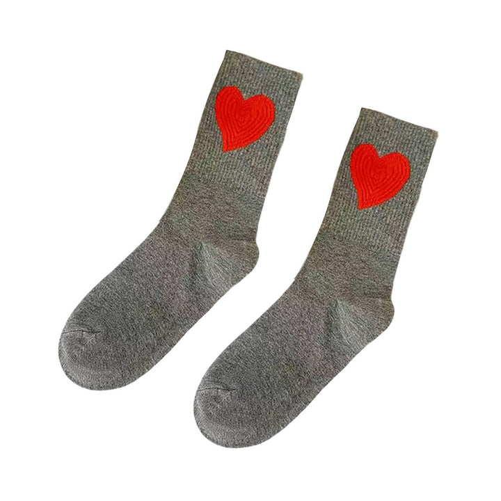 1 Pair Women Sports Socks Elastic Breathable Heart Embroidery Thick Anti-slip Ankle Protection Image 1