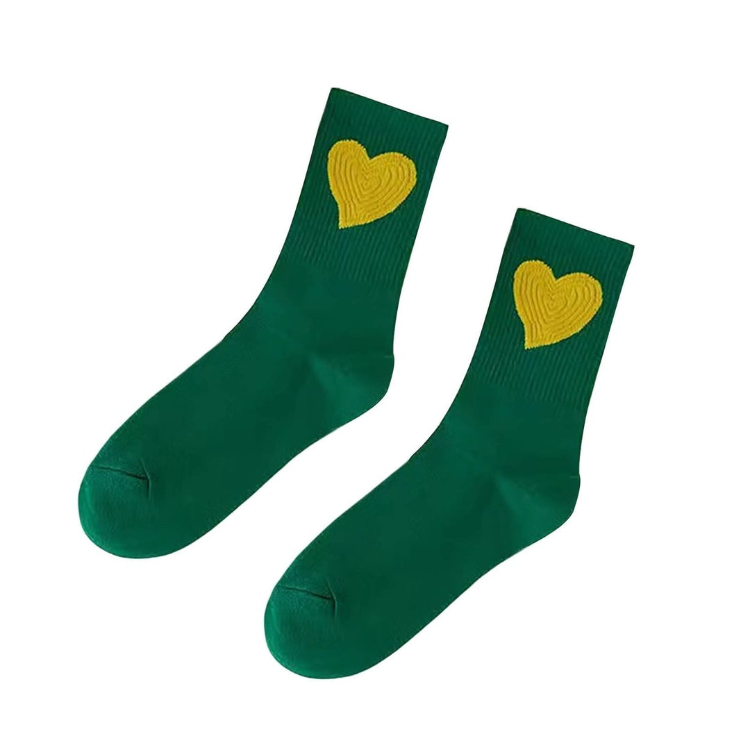 1 Pair Women Sports Socks Elastic Breathable Heart Embroidery Thick Anti-slip Ankle Protection Image 1