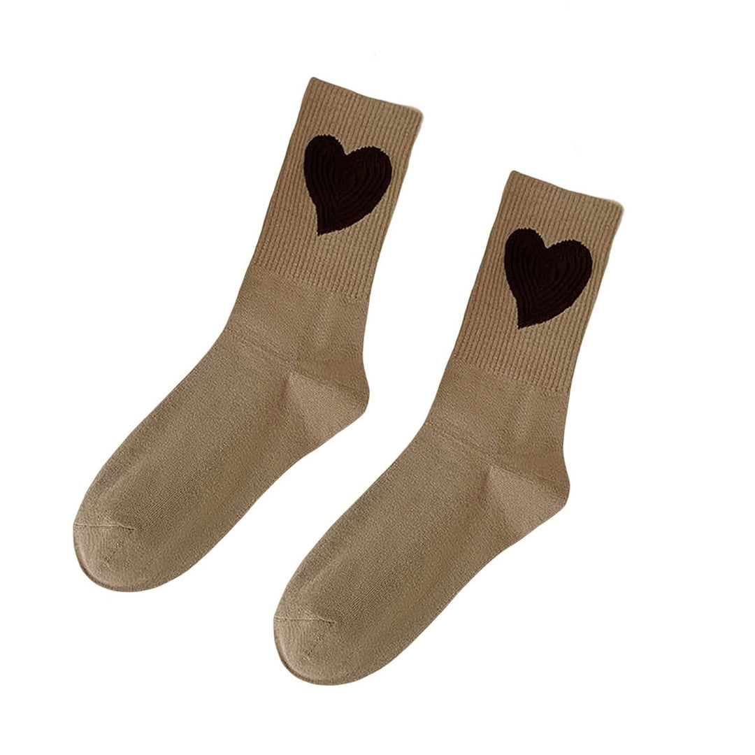 1 Pair Women Sports Socks Elastic Breathable Heart Embroidery Thick Anti-slip Ankle Protection Image 1