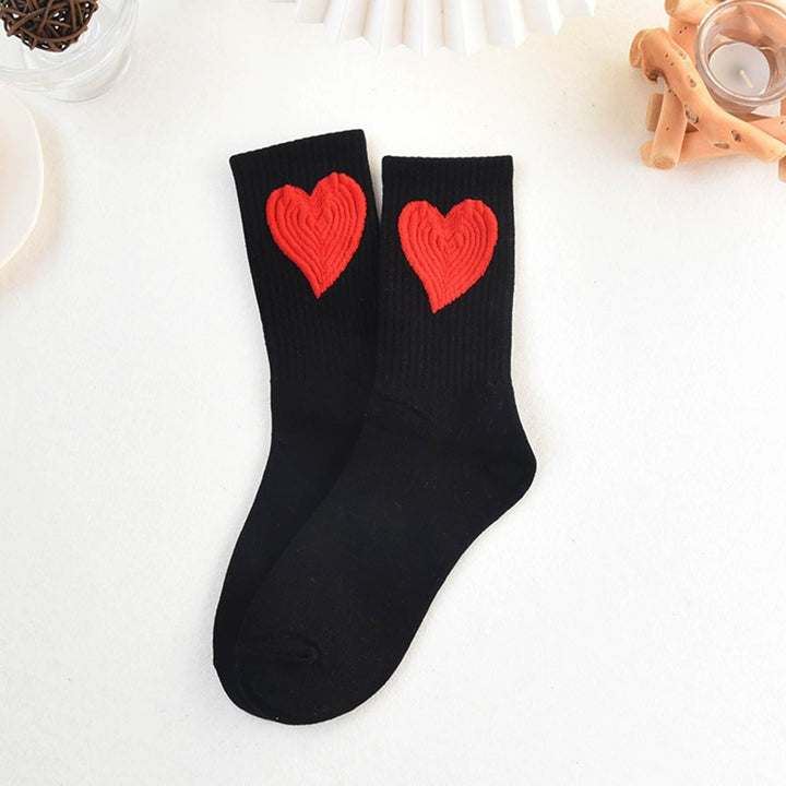 1 Pair Women Sports Socks Elastic Breathable Heart Embroidery Thick Anti-slip Ankle Protection Image 12
