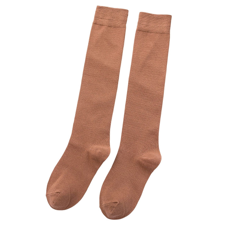 1 Pair Women Socks Solid Color No Deformation Stretch Super Soft Anti Friction Sweat Absorption Mid Tube Socks Image 4