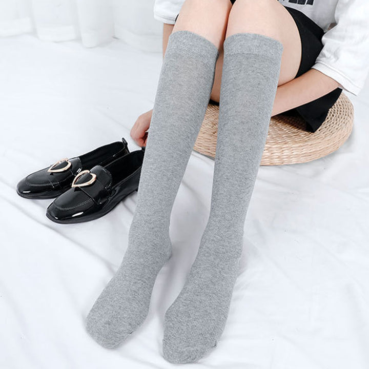 1 Pair Women Socks Solid Color No Deformation Stretch Super Soft Anti Friction Sweat Absorption Mid Tube Socks Image 9