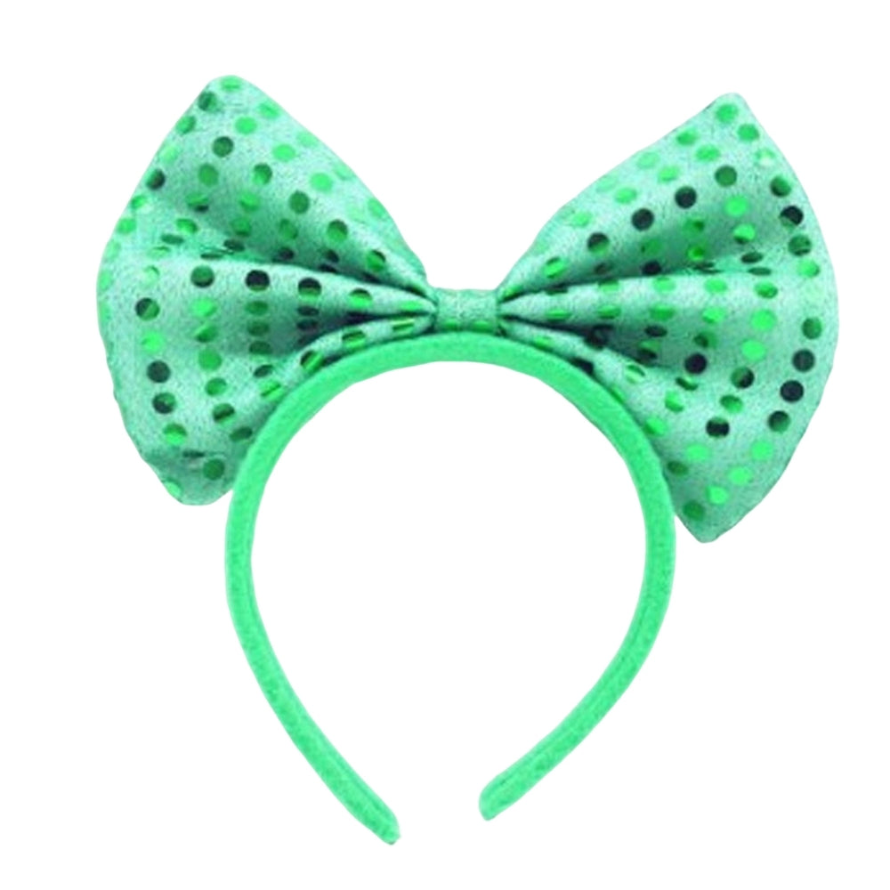 Clover Print Non-slip Funny Irish Festival Headband Large Bowknot Decor Saint Patrick Day Head Hoop Costume Accessories Image 2