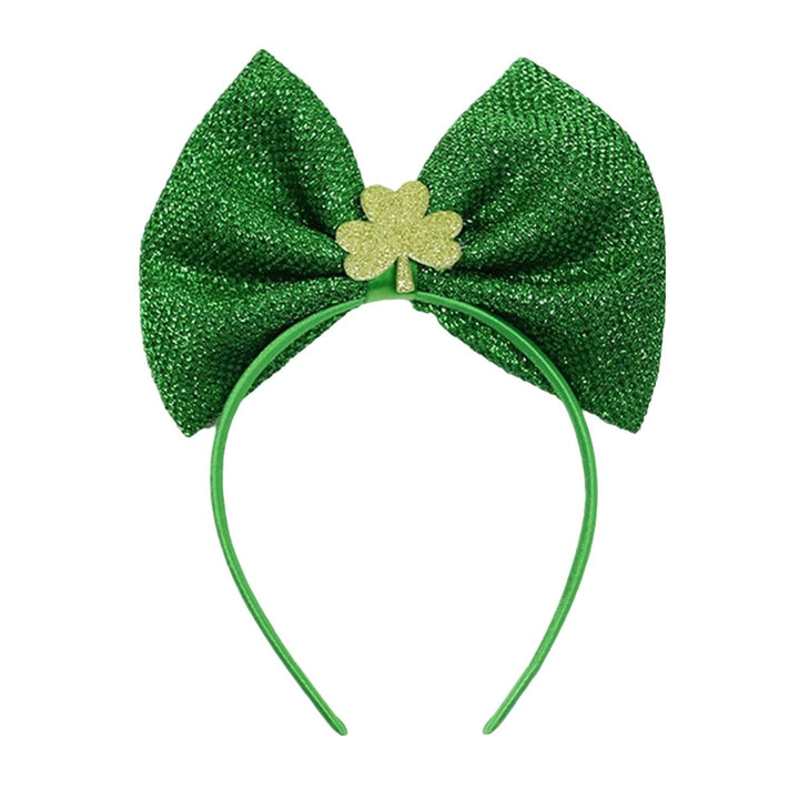 Clover Print Non-slip Funny Irish Festival Headband Large Bowknot Decor Saint Patrick Day Head Hoop Costume Accessories Image 4