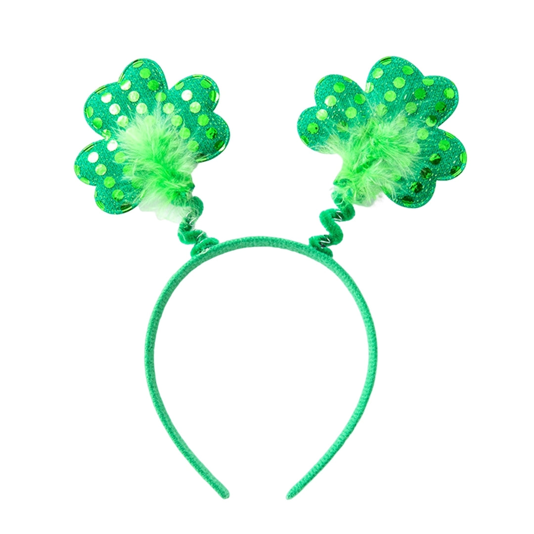 Clover Print Non-slip Funny Irish Festival Headband Large Bowknot Decor Saint Patrick Day Head Hoop Costume Accessories Image 6